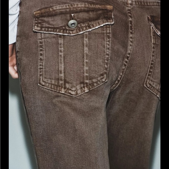 NWT Zara Women’s Bootcut Low Rise Jeans in Brown - Picture 4 of 10
